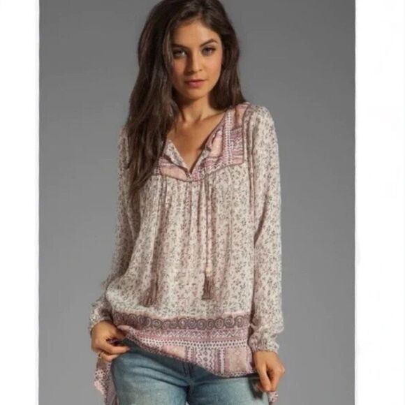 Free People Dream Lover Tunic Top Size Small Earthy Tones Silky Lightweight Boho - Picture 1 of 10
